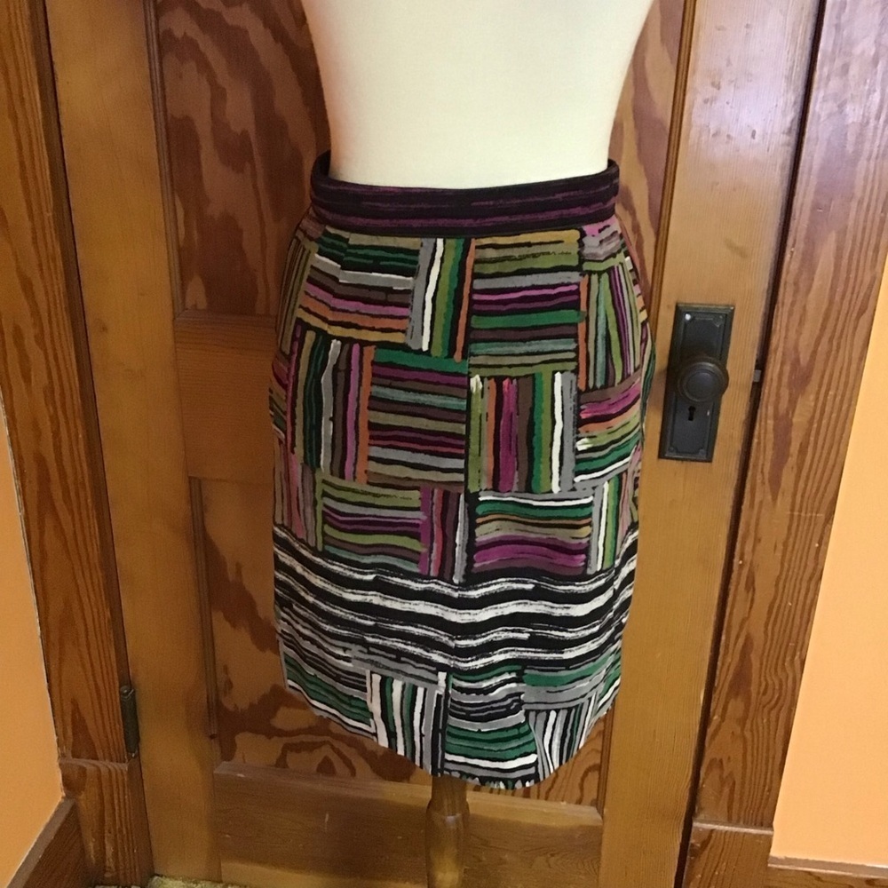 Anthropologie Odille bright striped velvet skirt - Picture 13 of 13